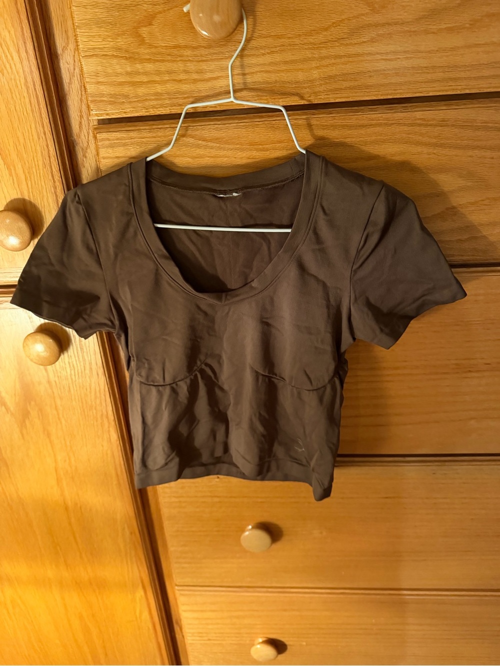 Gymshark Brown Scoop Neck Short Sleeve Crop Top